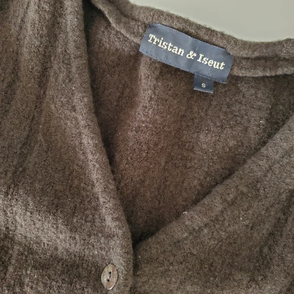 Vintage Small Sweater Tristan And Iseut Wool Cardigan Forest Green V-neck Button - Picture 13 of 16